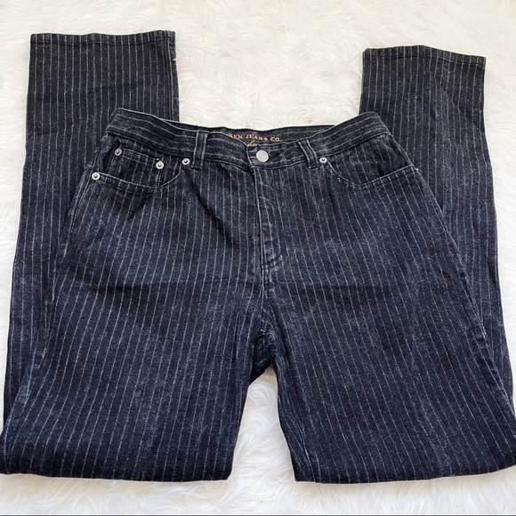 RALPH LAUREN Black White Striped Straight Leg Jeans Size 6